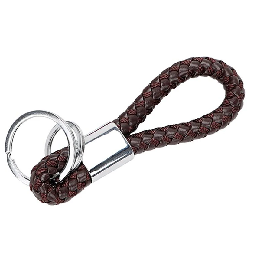 4 шт./лот Горячая распродажа автомобильного ключа Двойная петля из кожаной вплетенной веревки Держатель брелока интерьера автомобиля-стиль декоративных брелков брелков на.