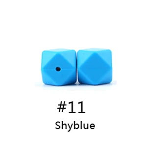 11 Woel Well 50pcs Hexagon Silicone Beads 17mm Polygon Baby Teething Beads Food-Grade Baby Silicone Dentition For Necklace Making - Цвет: 11