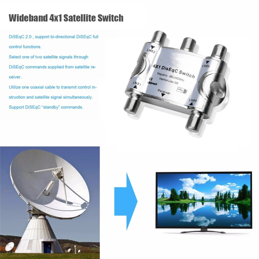Переключатель kebidu LNB 4X1 Diseqc 2 0 спутниковый ТВ-тюнер переключатель ресивер для