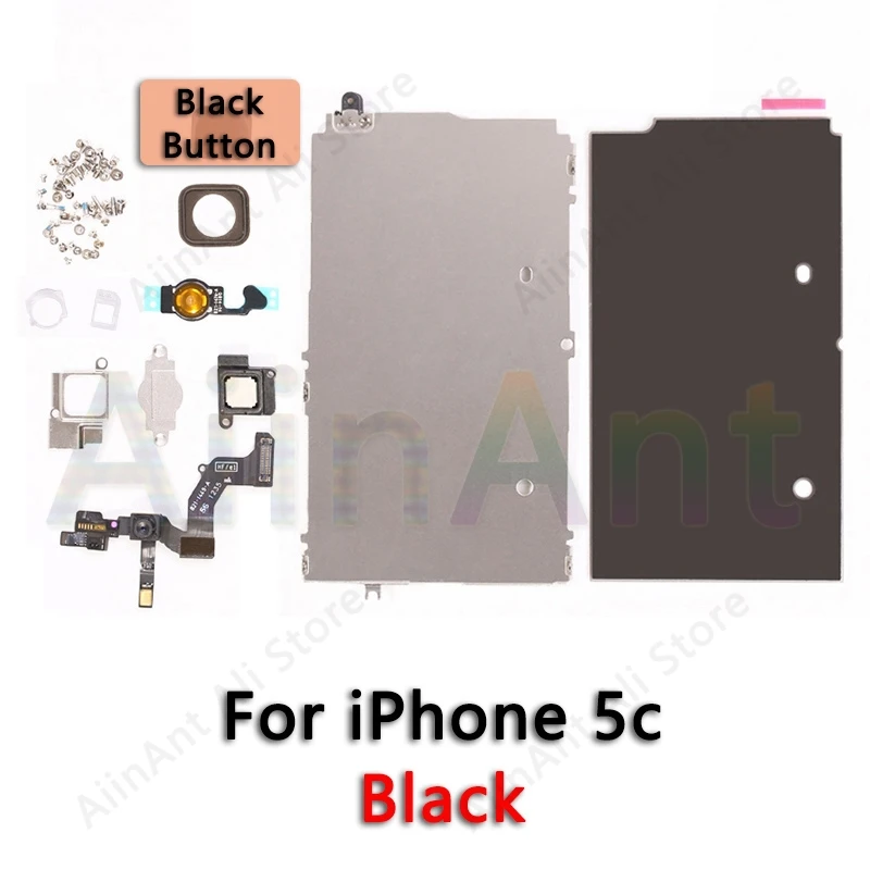 For iPhone 5C Black Для iPhone 5 5S 5c 6 6s Plus ЖК-экран металлические маленькие детали Защитная крышка ушной динамик фронтальная камера кнопка Home Flex - Цвет: For iPhone 5C Black