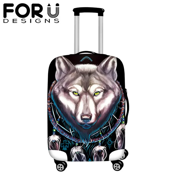 HME396 FORUDESIGNS/Эластичный чемодан защитный чехол 3D волк животных печати толстый чемодан Чехлы перья «Ловец снов» Аксессуары для путешествий - Цвет: HME396