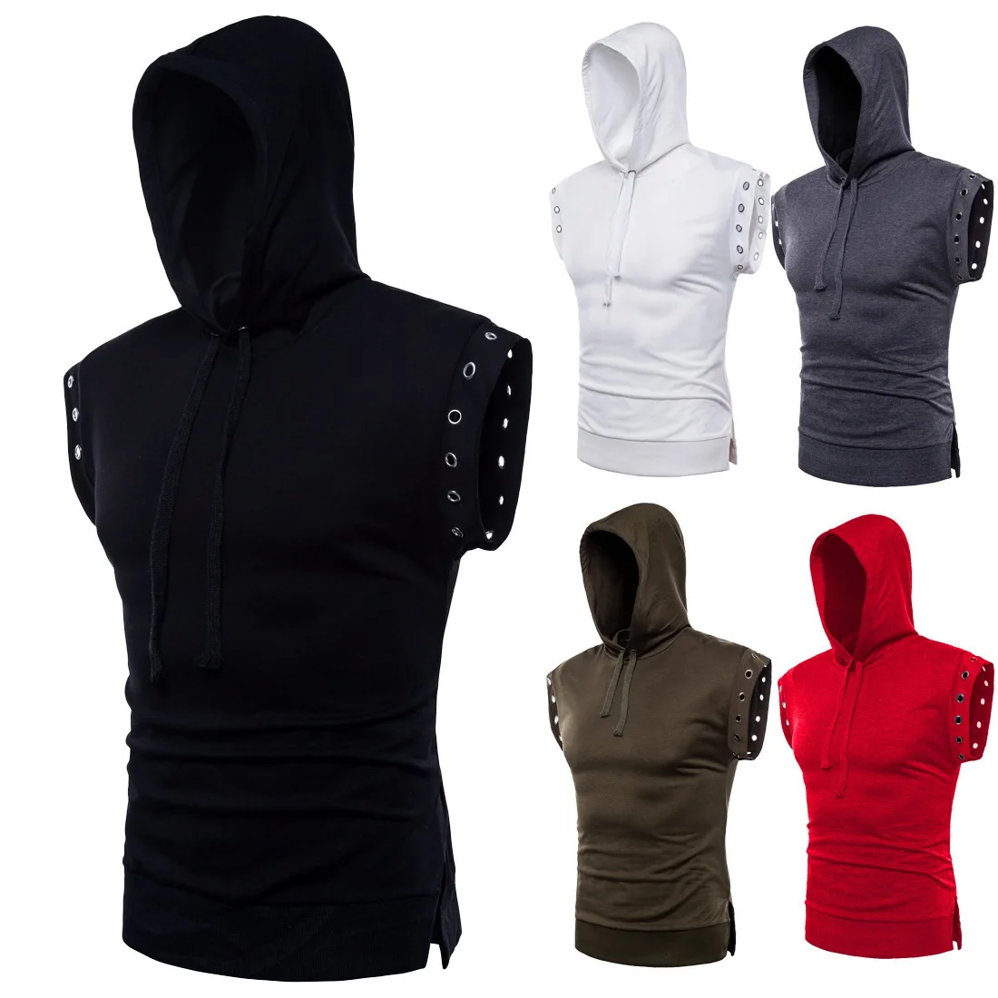 

2018 Summer Wear New Pattern Personality Book Rope Man Even Hat Sleeveless T Pity Fashion Trend T T-shirt Male solid color 30