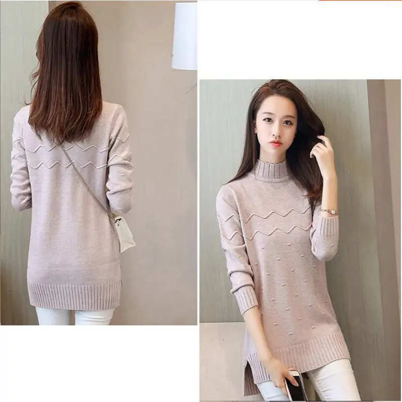 2018 Spring Autumn Womwn Sweater New Style Fashion Mid-Long Pullover Bottoming Casual Loose 3XL Female NZYD840 | Женская одежда