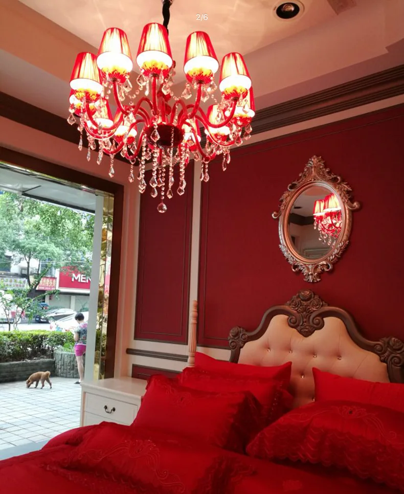 Современная Красная хрустальная люстра K9 кристалл 110~ 240V lustre de cristal Люстра для кухни столовой освещение lustre para sala