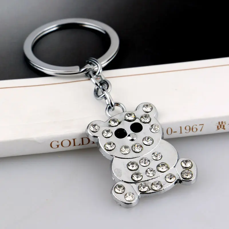 Медведь Король Кулон брелоки со стразами хрустальные для женщин креативный