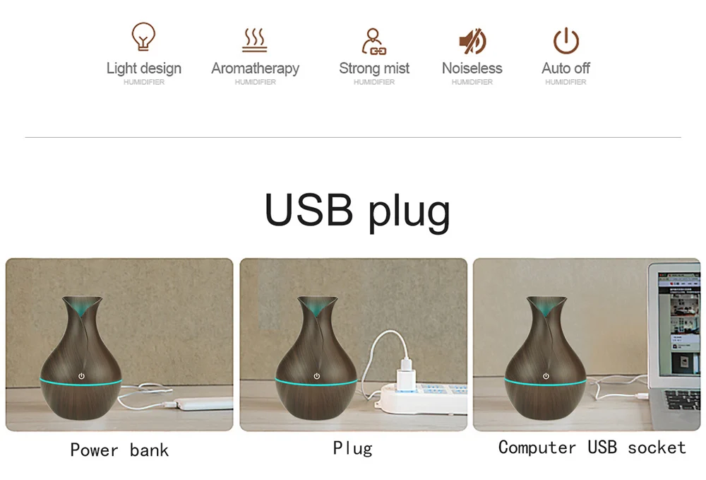 Usb увлажнитель воздуха 130 мл Арома эфирные масла диффузор 7 цветов меняющий светодиодный светильник мини ароматерапия машина с древесным зерном