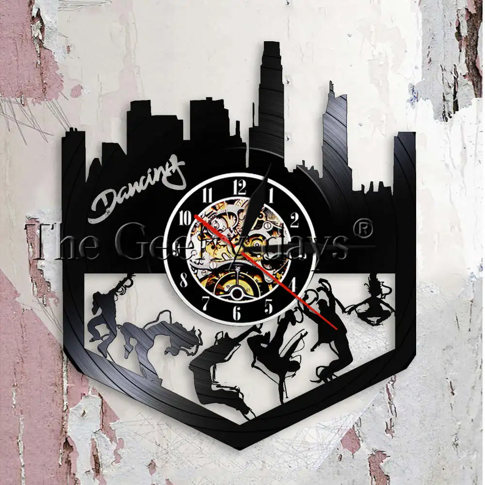 В стиле хип хоп для уличных танцев Wall Art Танцы вечерние украшения настенные часы брейк данса Винтаж