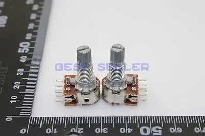 10pcs  B50K 50K ohm mini typ 6 pin Linear Taper Rotary Potentiometer Pot