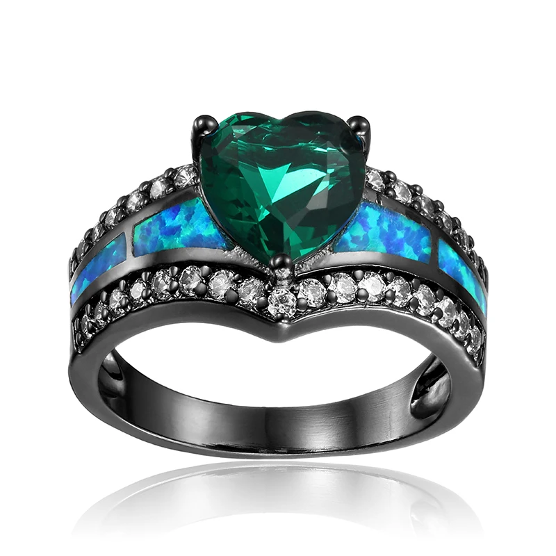 Женское кольцо с черным покрытием и фианитом|cubic zirconia ring|fashion rings for womenrings women |