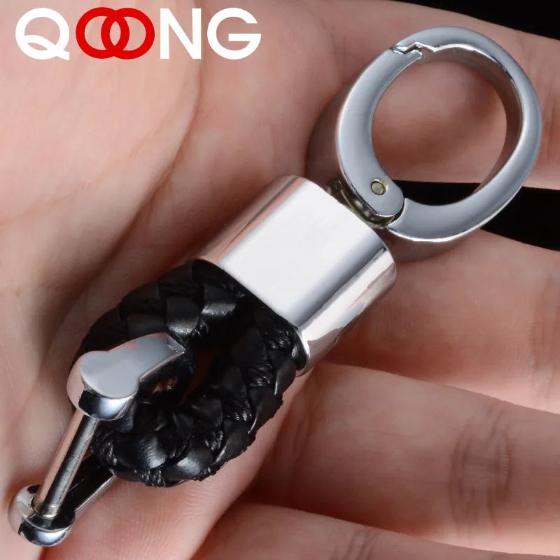QOONG 2018 Кожа Веревка брелки ручной тканые Съемная брелоков настроить персональный