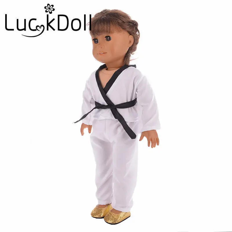 LUCKDOLL тхэквондо Униформа костюм для 18 дюймов американская кукла или 43 см