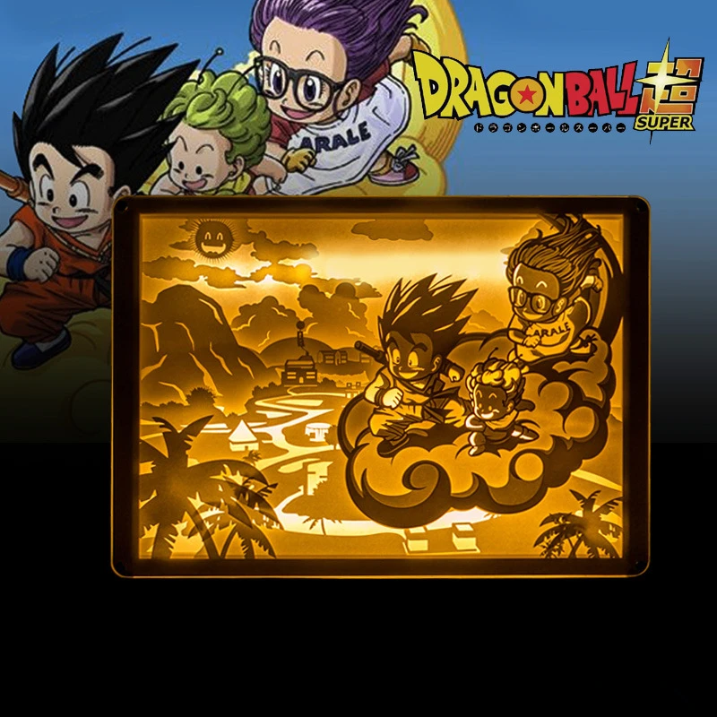S. orange креативный 3D Аниме DIY DRAGON BALL Young Goku& Alrale Настольный светильник светодиодный ночник резьба бумажный светильник ing подарки