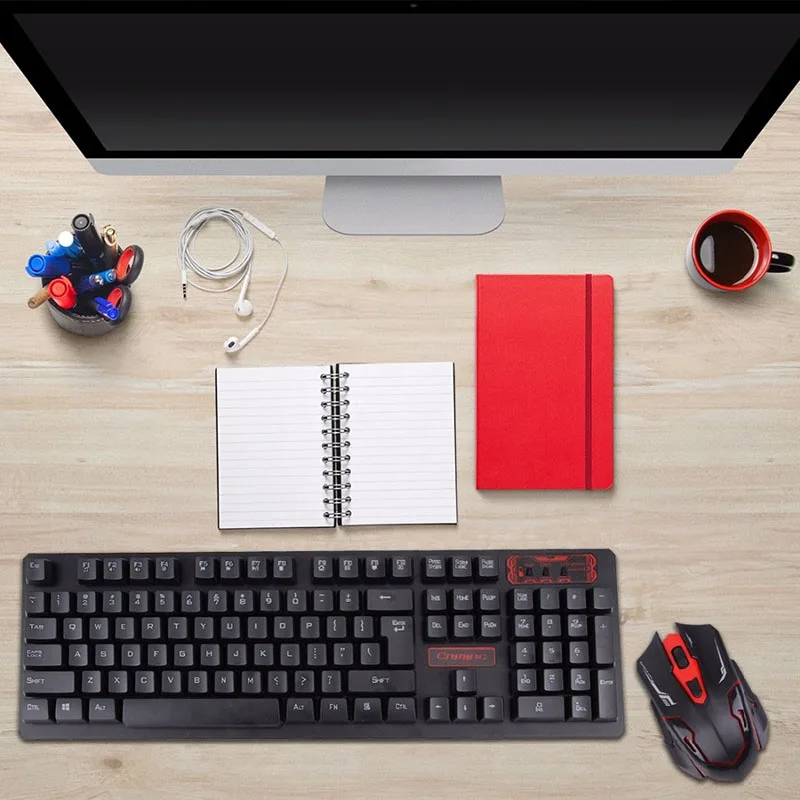 GuHo Беспроводной клавиатура Мышь комплект Gaming Keyboard 2 4 ГГц 1600 Точек на дюйм игровых