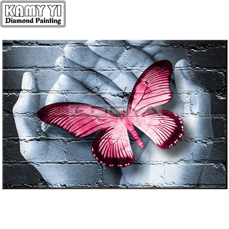 5D Diy Алмазная Картина Вышивка крестом &quotруки бабочки&quot полная круглая вышивка