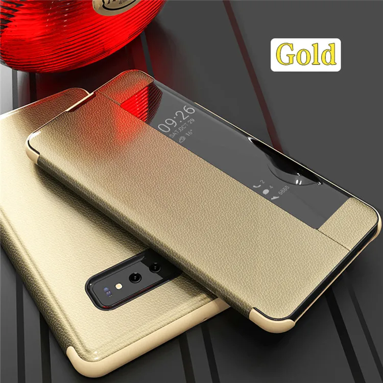 Кожаный флип-чехол для телефона, чехол для samsung Galaxy S7 Edge S8 S9 S10 Plus, чехол для мобильного телефона с умным окошком для просмотра