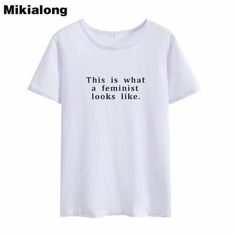 

Mikialong This Is Feminist Printed Tshirts Cotton Women Summer 2018 Harajuku Tee Shirt Femme White Basic T-shirt Women Tops