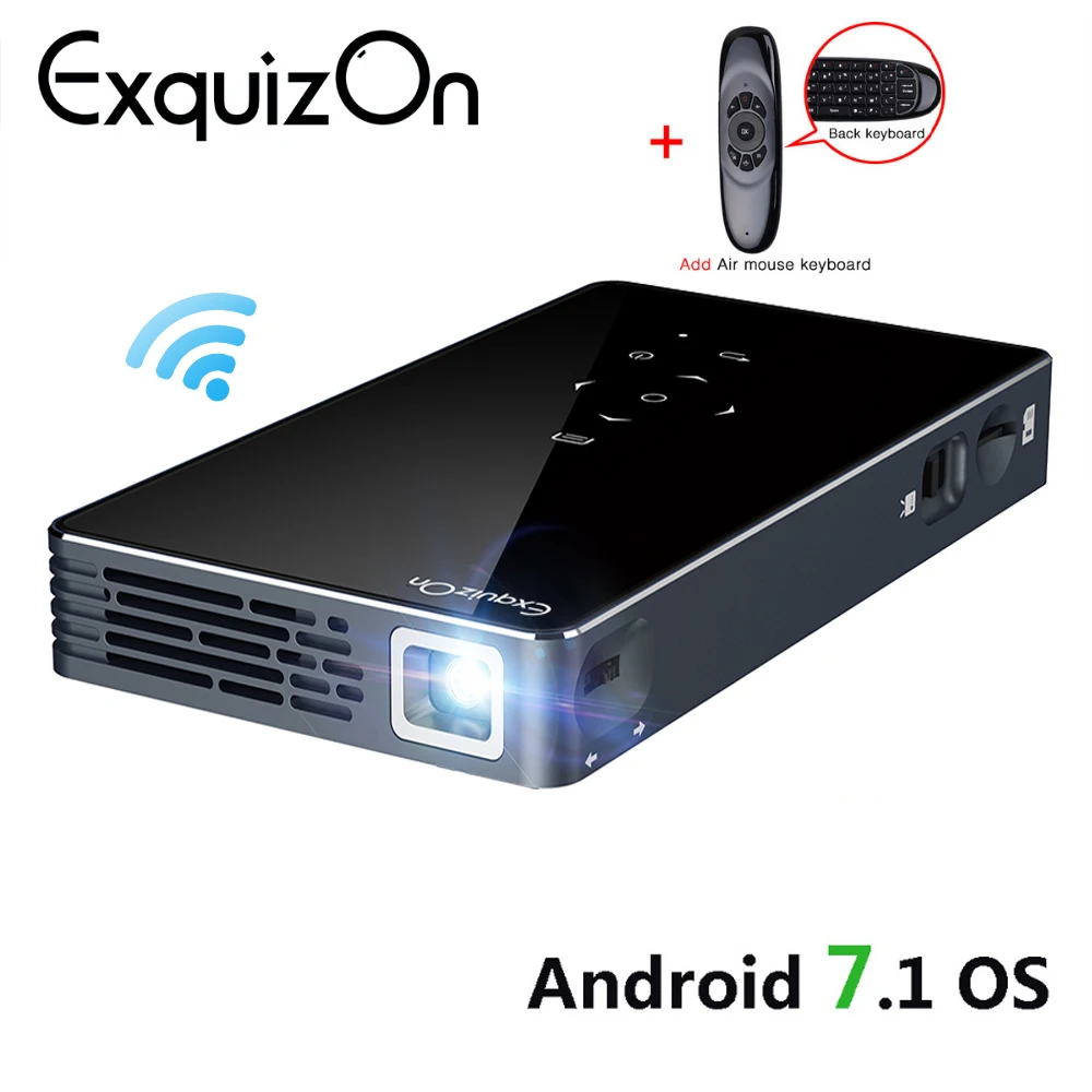 Exquizon P8I ОС Android 7 1 Pico карманный HD портативный Micro лазерный Wi Fi Bluetooth светодио дный