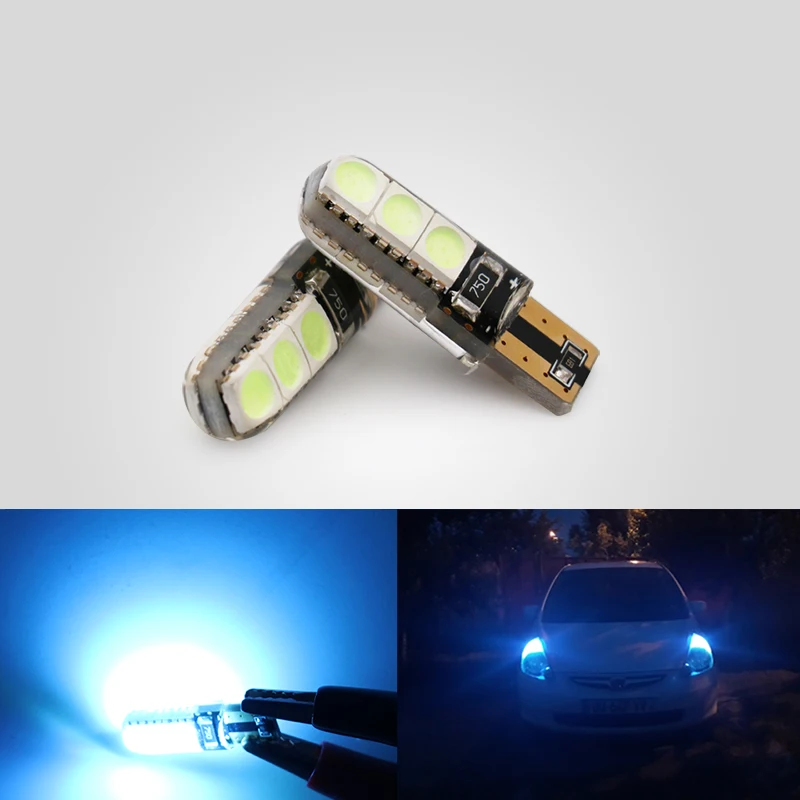 2 шт. автомобильные лампочки T10 LED W5W 194 12V Белый Кристалл синий 5050 6 SMD Автомобильные