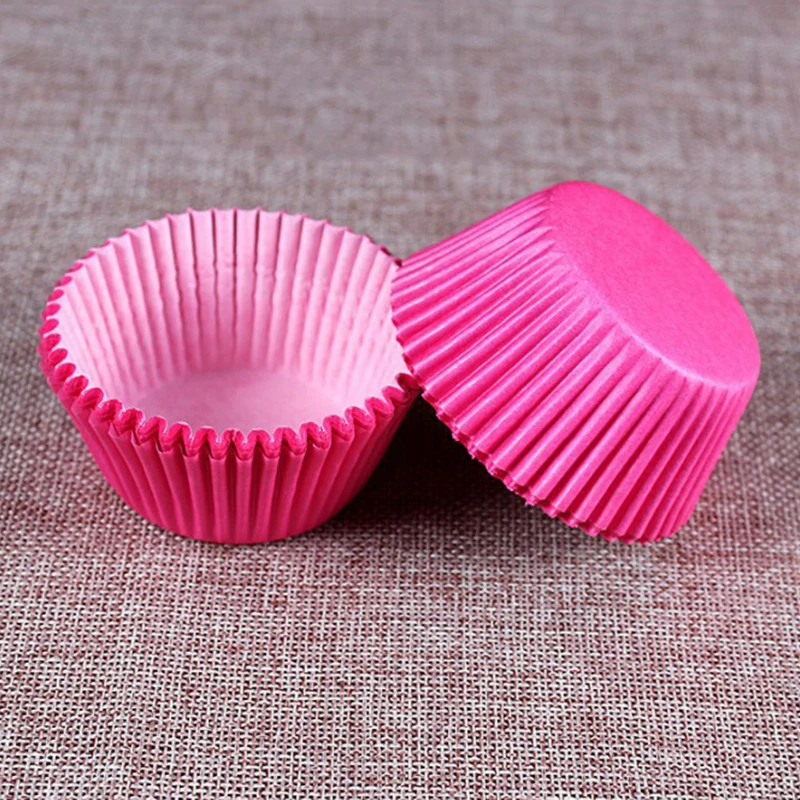 Rose red 100 шт бумажные капкейки вкладыши чистый цвет выпечки кекса чашки обертки для пирожных чехол - Цвет: Rose red