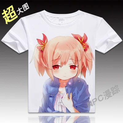 Аниме унисекс Топы Тройник Puella Magi Madoka Magica футболка с коротким рукавом мультяшная футболка Kaname Madoka косплей мужские/wo мужские футболки - Цвет: 02   as picture