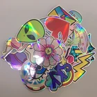 AQK 20 шт.упак. мультфильм мигает и НЛО лазерные наклейки для чемодана скейтборда ноутбука мотоцикла игрушки Flash водонепроницаемый граффити наклейка