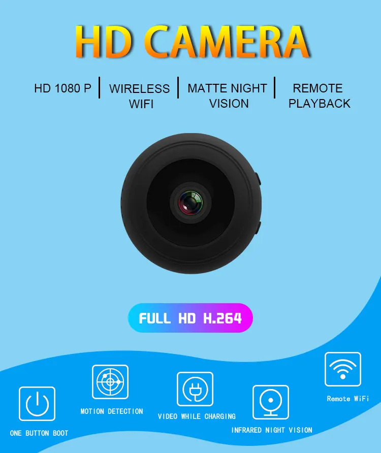 1080P HD IP мини беспроводная WiFi камера с дистанционным монитором, камера безопасности с датчиком движения, ночное видение, домашняя видеокамера, ip-камера