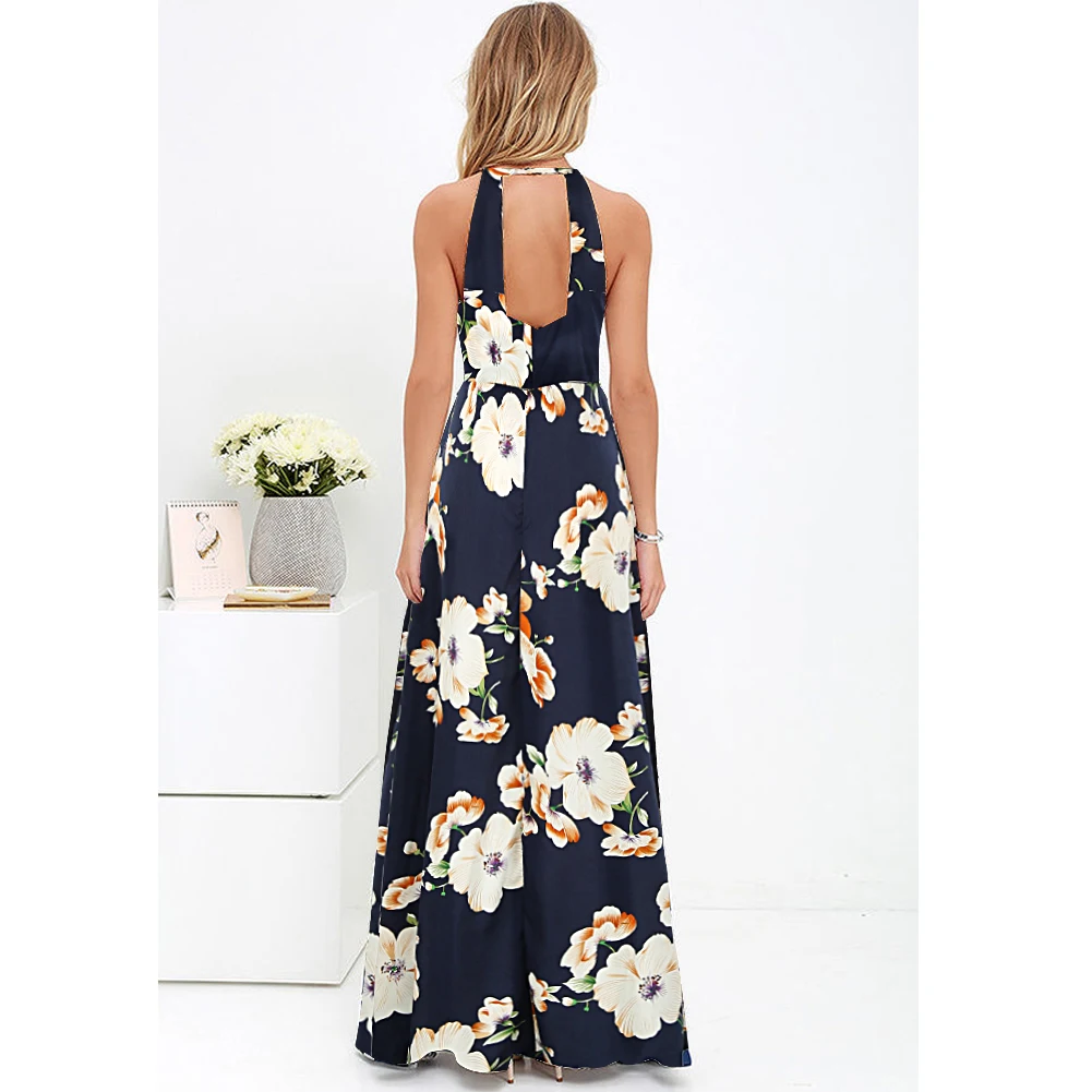 Платье Макси женское летнее без рукавов с цветочным принтом|dress robe|plus size maxiplus maxi