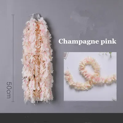 Champagne pink CHUXIN, искусственный цветок, свадебная Гортензия, лоза, цветок, струна, сделай сам, свадебное украшение для потолка, искусственный цветок из ротанга - Цвет: Champagne pink