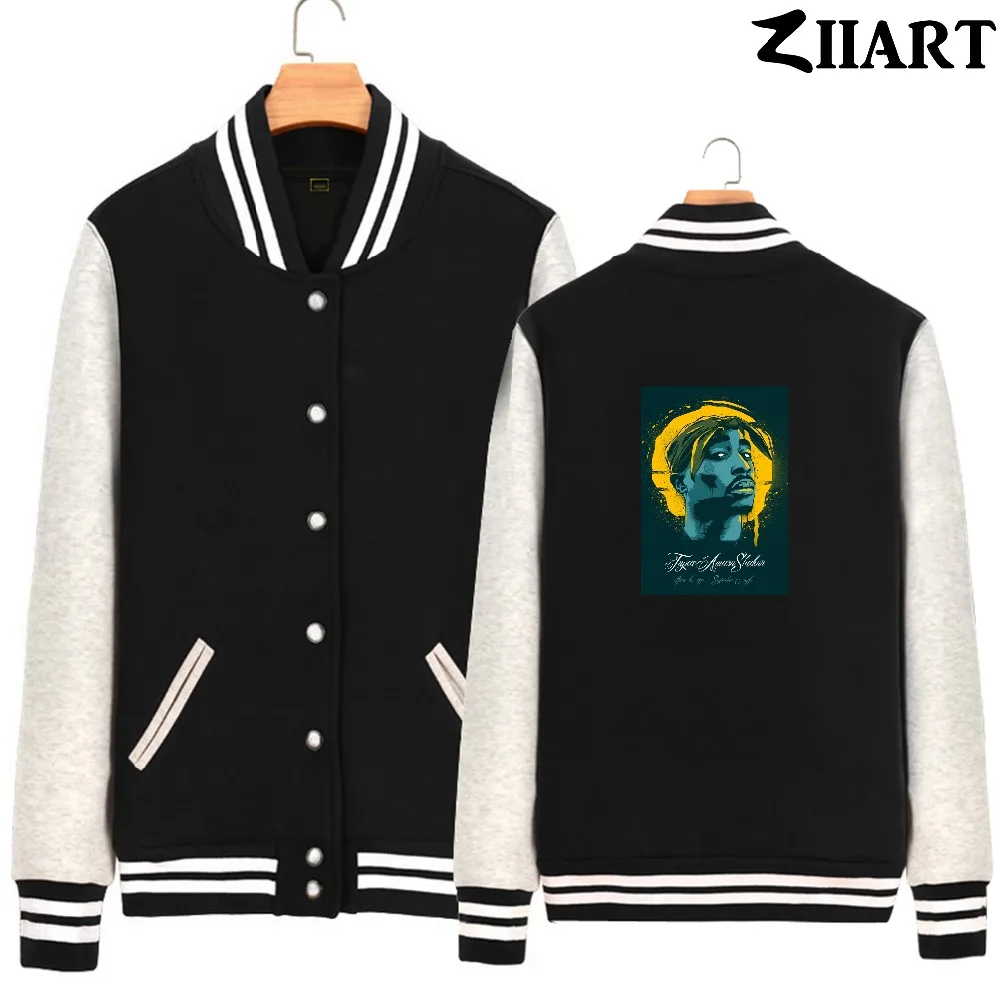 Флисовые бейсбольные куртки ZIIART для мужчин и мальчиков 2Pac Makaveli Tupac Amaru Shakur от 16