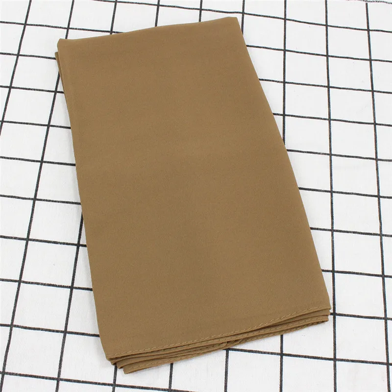 Khaki Роскошный мягкий шифоновый мусульманский хиджаб под шарф, простой мусульманский шарф, женская накидка, Женский арабский головной платок, мгновенный тюрбан 170*75 см - Цвет: Khaki