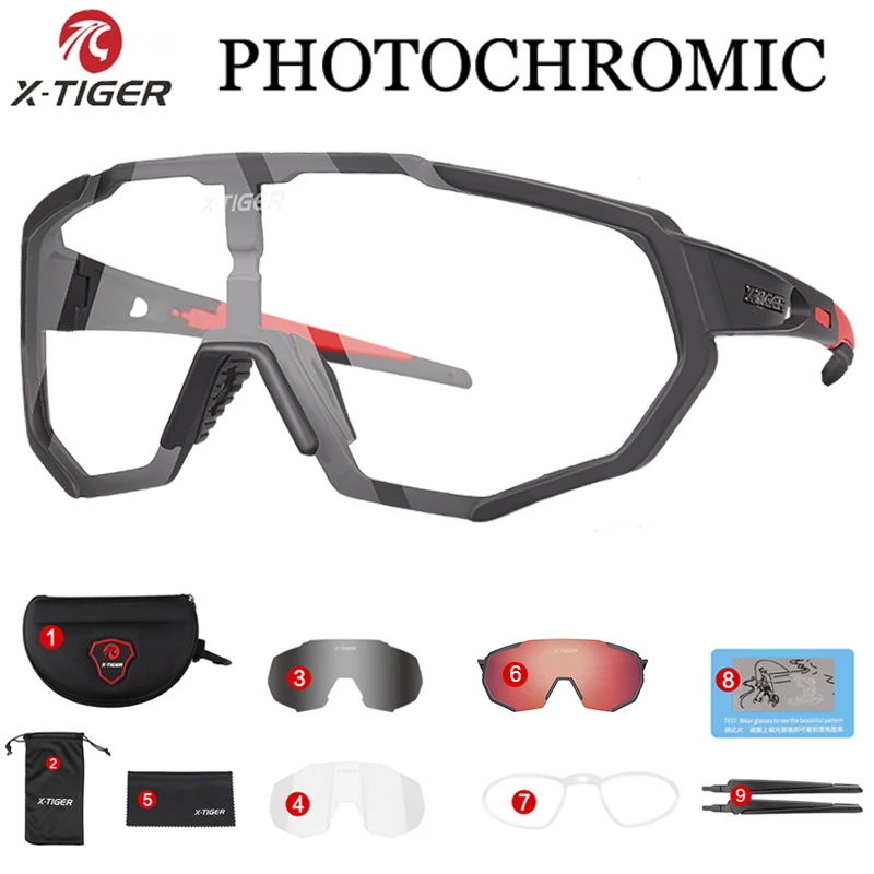 Photochromic 002 Фотохромные 3 велосипедные очки со сменными линзами Спортивная одежда для гор велосипедные солнцезащитные очки велосипедные очки для близорукости рамка - Цвет: Photochromic 002