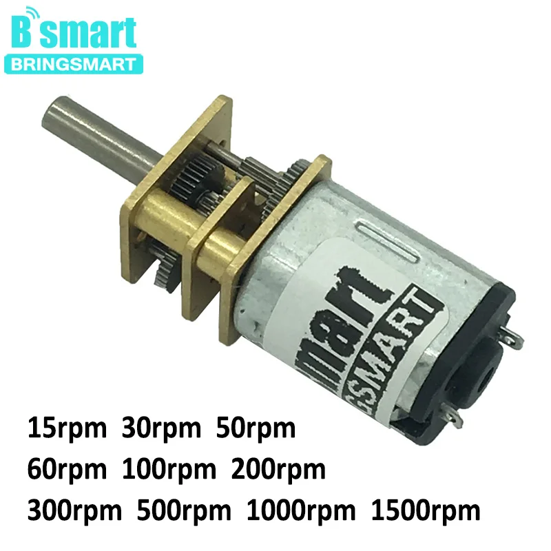 Bringsmart N20 DC мотор редуктор 3 в 6 Вольт 12 В 15 1500 об/мин Обратный контроль низкий