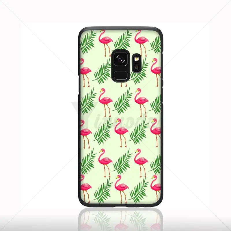 Yinuoda цветной мягкий силиконовый черный чехол для телефона с фламинго Samsung Galaxy s9 s8