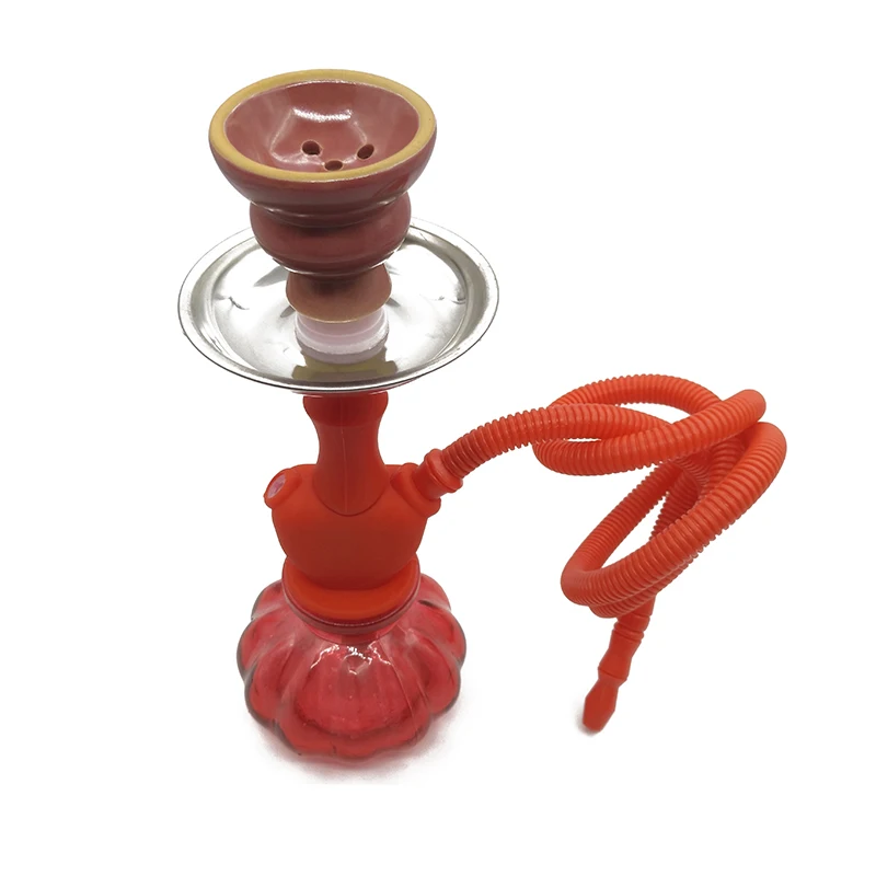 Red clay and glass Небьющийся силиконовый пластиковый тыквенный кальян небольшой высоты 9," кальян наргилех курительная трубка Портативный наргиле табак наргила - Цвет: Red clay and glass