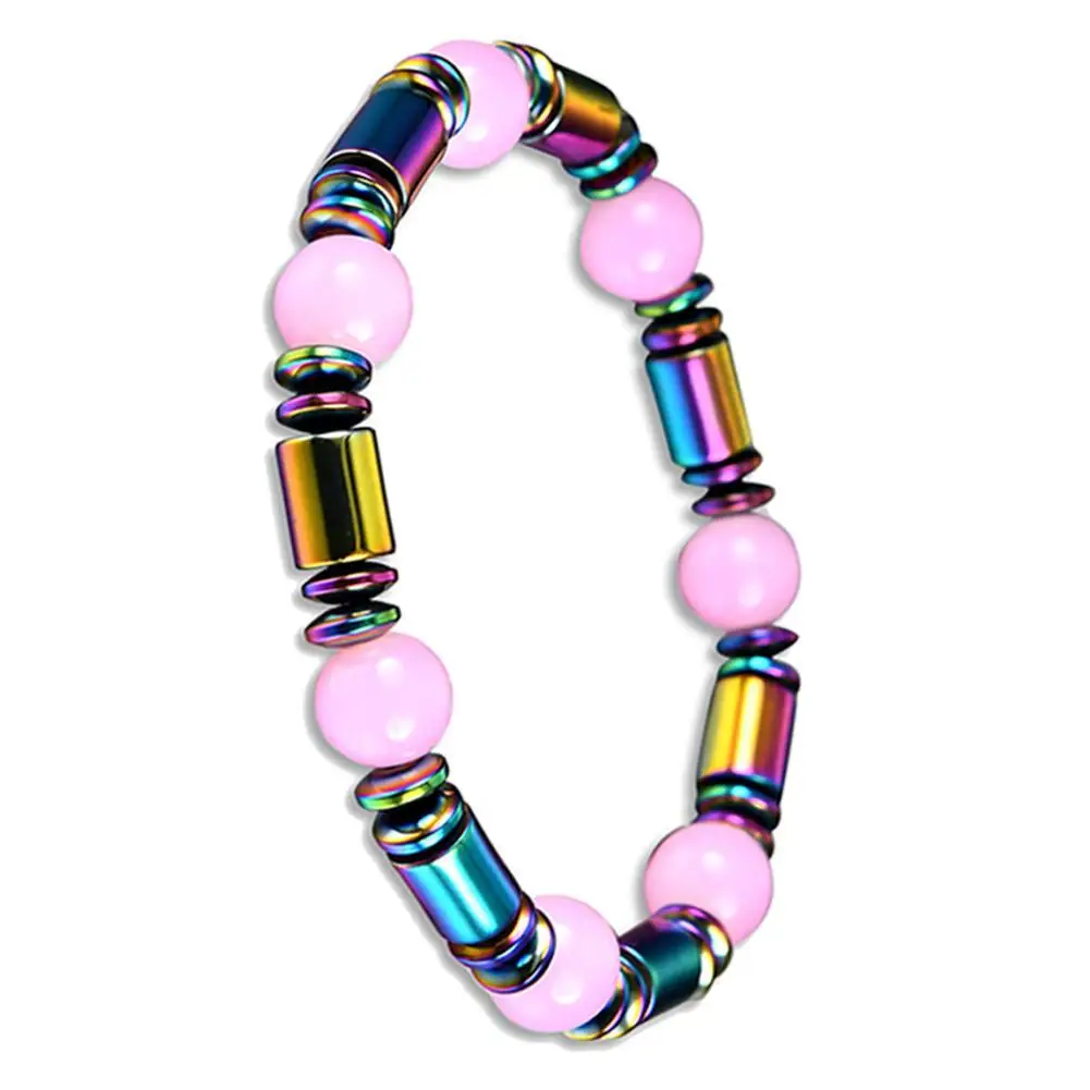 Magnetic Hematite Bracelet 55mm Female Pink Round Inlaid Beads Bead For Women Jewelry Gift | Украшения и аксессуары