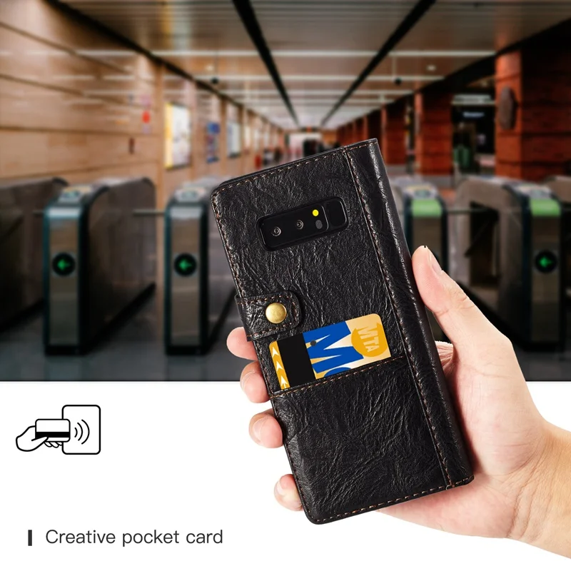 Чехол-бумажник с откидной крышкой в деловом стиле для samsung Galaxy Note 8 кожаный