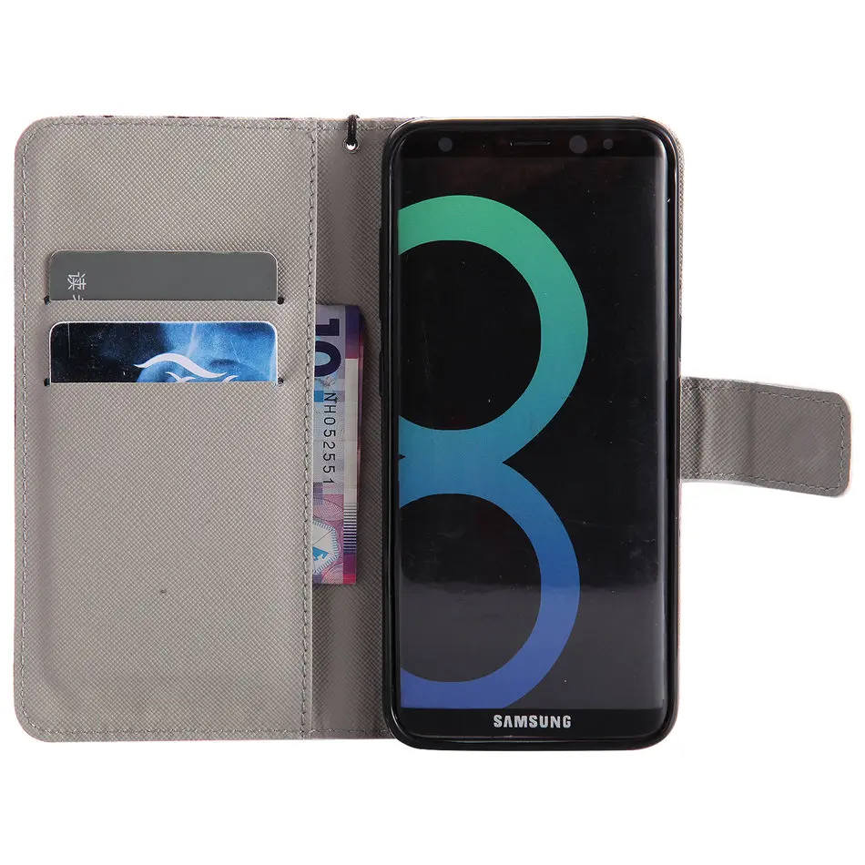 Милый кожаный чехол-книжка для Funda samsung Galaxy S8 S9 Plus S7 S6 Edge чехол с кошкой и деревом для глаз чехол-кошелек с подставкой и отделением для карт P06F