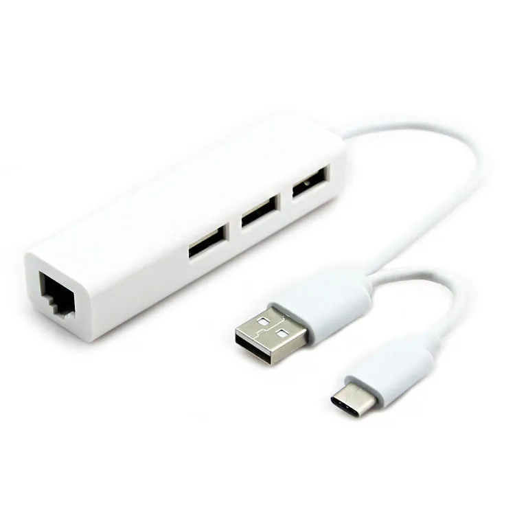 CARPRIE USB 3. 0 Type-C к гигабитной сети Ethernet 3 1 концентратор с портами адаптер LAN 6J12 Прямая