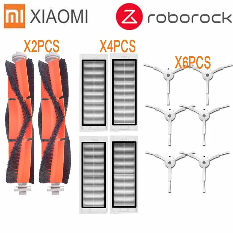 Тряпки для мокрой уборки фильтр боковая щетка рулон щетка подходит для Xiaomi Roborock Robot S50 S51 Запчасти для пылесоса наборы - Цвет: 12Pcs
