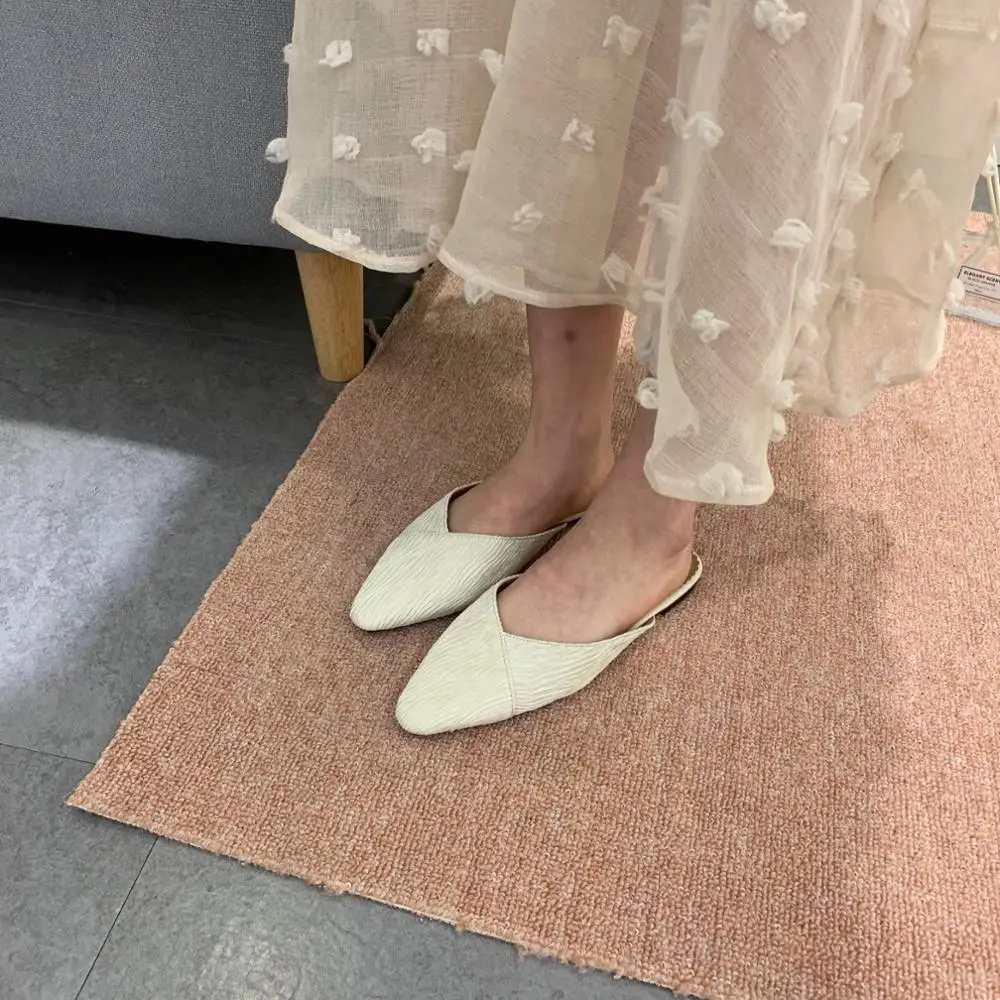 Шелковые тапочки летние женские сабо короткие шлепанцы на низкой платформе с