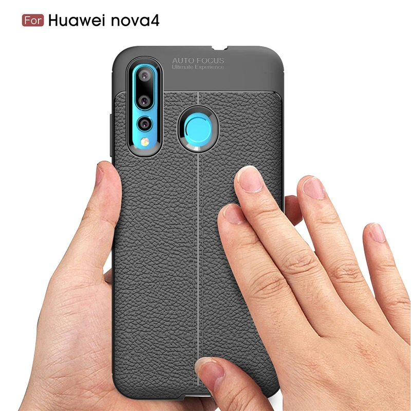 Wolfrule чехол Huawei Nova 4 Модный стиль личи Прочный Гибридный для Чехол Силиконовый ТПУ