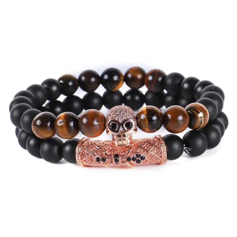 Браслеты для женщин Pulseras Mujer матовый оксин череп из каменных бус Набор браслетов