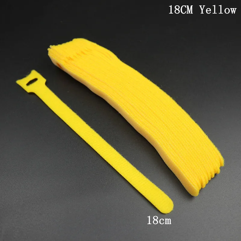 18CM Yellow 50 шт. многоразовые клейкие крепежные ленты Т-образные крючки и петли крепежные детали впружина кабельные стяжки Крепкий Провод жгут волшебная лента галстук - Цвет: 18CM Yellow