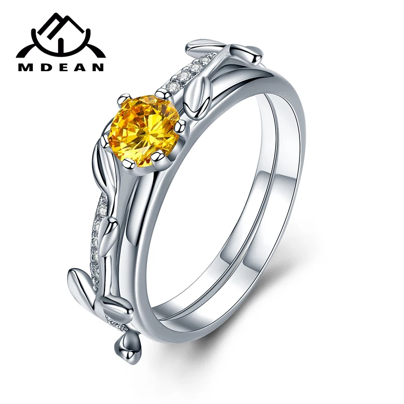 Mdean кольца белого золота цвета для свадебное кольцо женщин белый милый AAA циркон