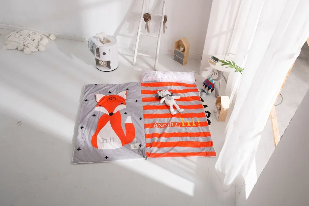 150cm*70cm Kid Sleeping Bag Thicken Quit with Pillow Warm Envelope for Bedroom Multifunctional Children Sleeping Bag