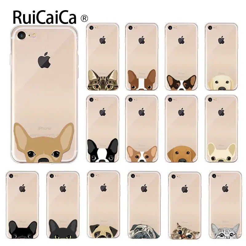 Ruicaica милый и забавный мягкий чехол для телефона с головой собаки кошки Apple iPhone 8 7 6