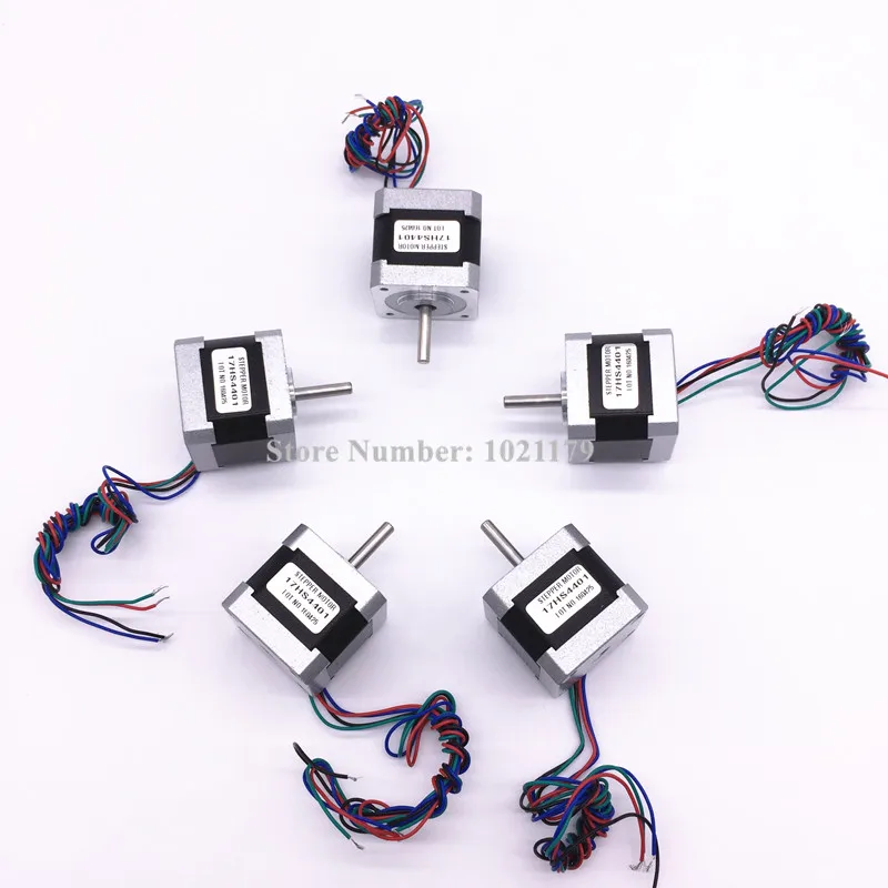 Фото Шаговый двигатель Nema 17, 5 шт./лот, 4-свинцовый двигатель Nema 17HS4401 1.7A, 2-фазный 42 двигатель для оси CNC X / Y / Z №3