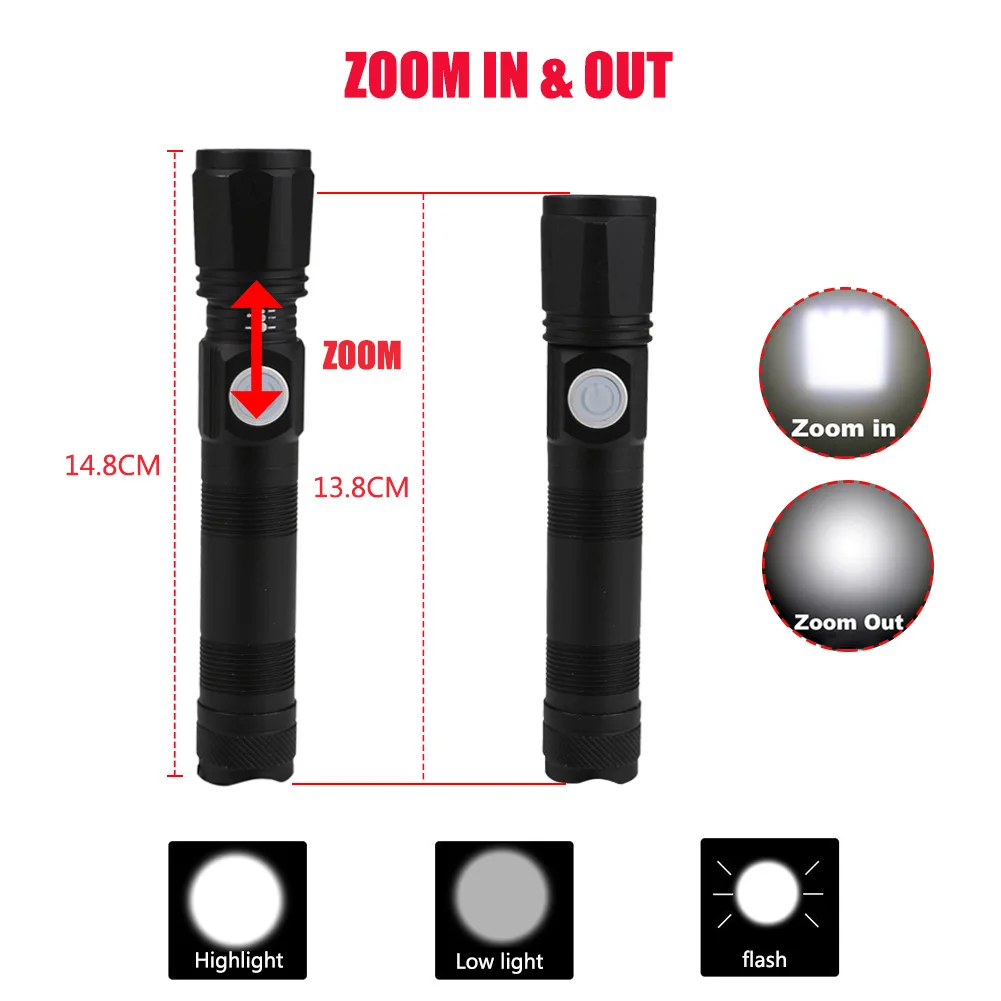 2000LM T6 масштабируемый USB Перезаряжаемый фонарь велосипедная лампа 3 режима