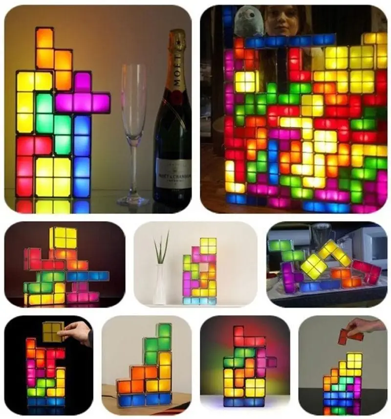 Настольная Светодиодная лампа для тетрис с забавным светом|Новизна освещения| |
