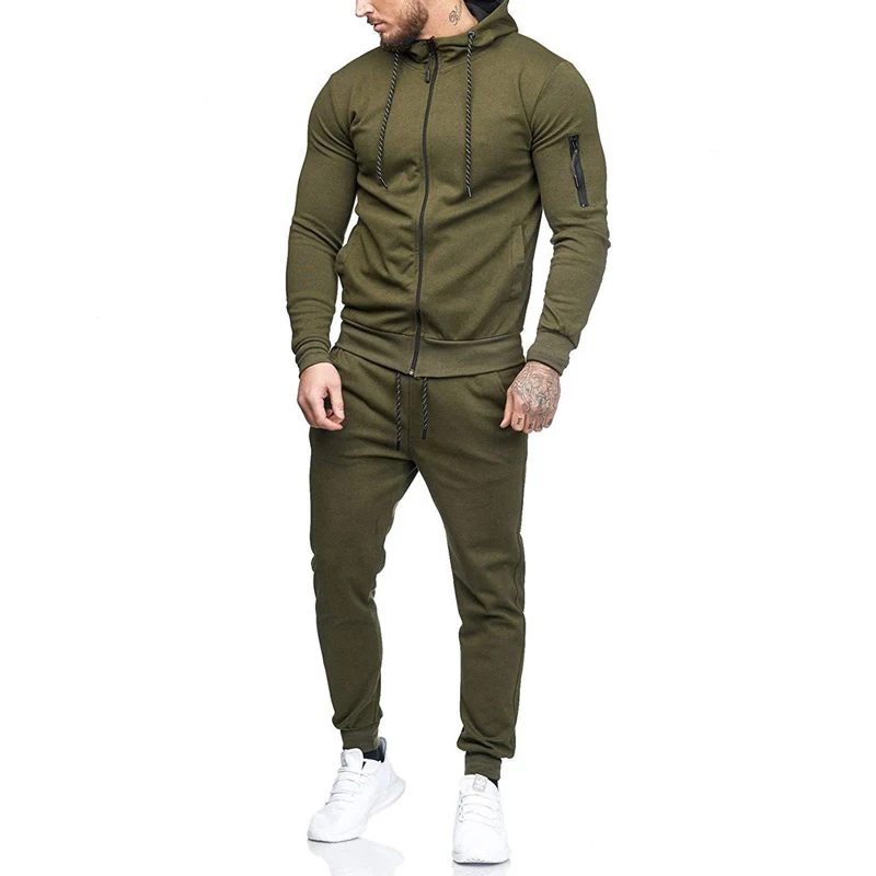 Army Green Sets Мужские комплекты, модная спортивная одежда, толстовки, штаны, набор, мужские спортивные костюмы, мужские спортивные костюмы, толстовки, свитшоты, повседневные Костюмы бордового цвета - Цвет: Army Green Sets